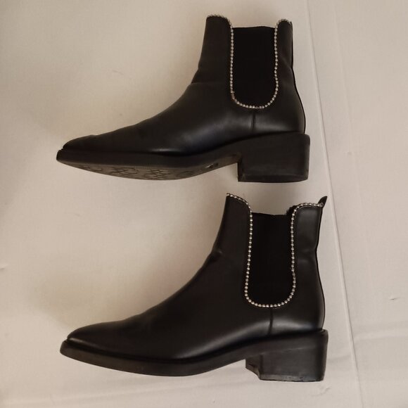 Coach Bowery Beadchain Black Leather Ankle Boots Women’s Size 6.5 B – Very Good - Picture 6 of 16